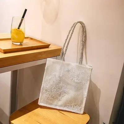 Sac à main en dentelle blanche ivoire pour femmes, sacs légers d'été chics, sacs de mariage de fête 