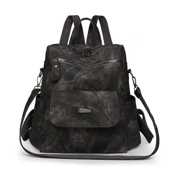 Sac à dos en cuir monochrome pour femme, sac de voyage décontracté pour femme, sac d'école pour adol