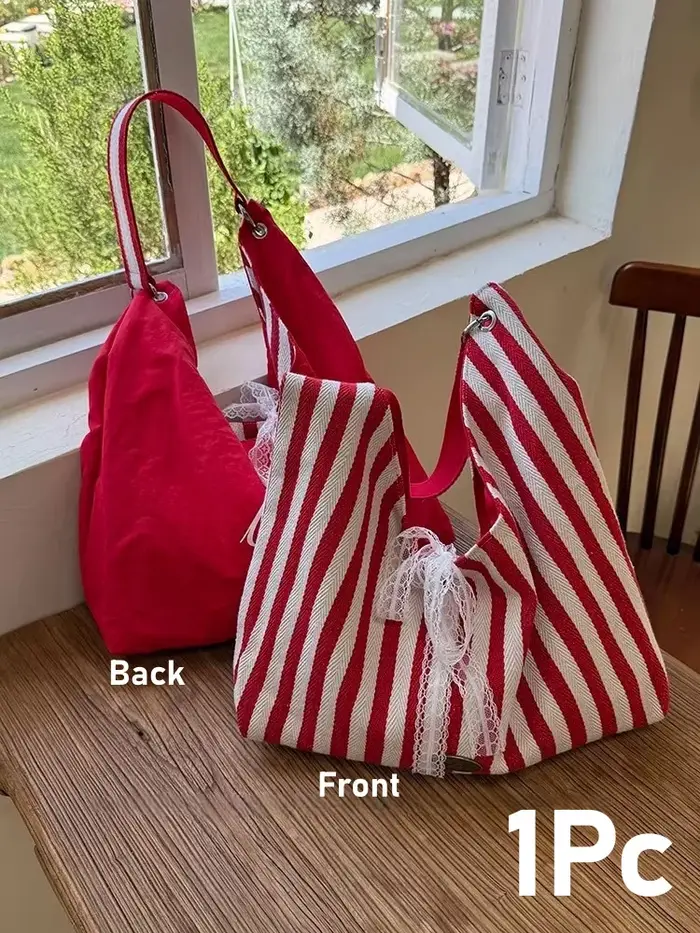 Sac à main double face pour femme avec nœud en dentelle - Idéal pour les trajets quotidiens