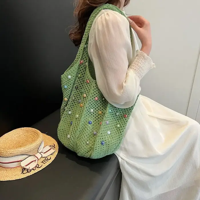 Sac fourre-tout de plage en crochet Boho