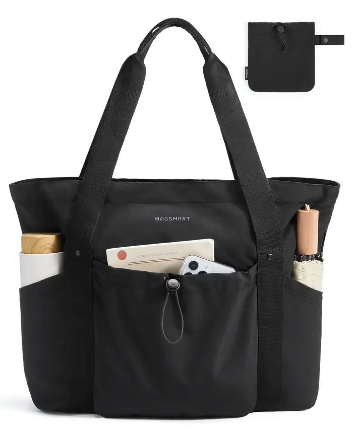 BAGSMART Sac fourre-tout pliable avec cordon de serrage, grand sac fourre-tout, sac à bandoulière, s