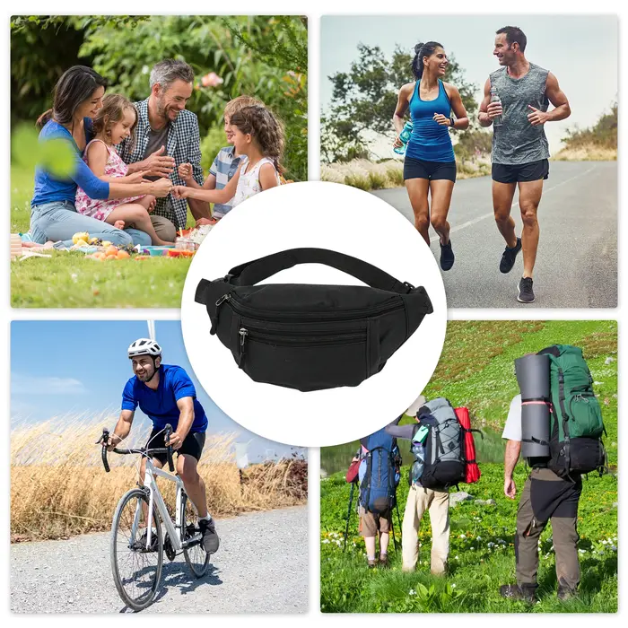X Autohaux Zipper Design Fanny Pack Noir 1 Pz