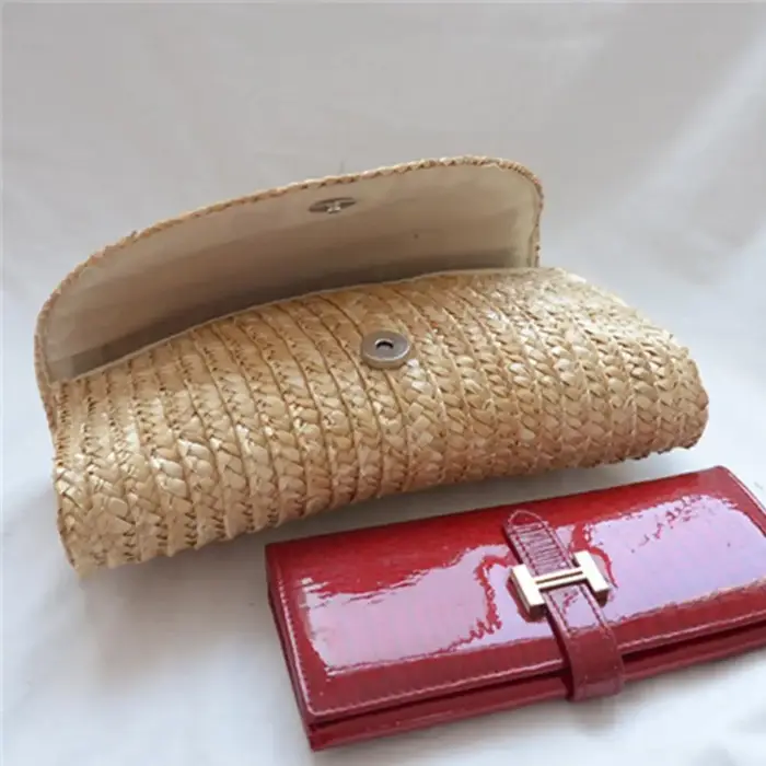 Pochette tissée en paille de blé pour femme, tressée à la main, portefeuille féminin, sac à main enveloppe, été, plage, voyage
