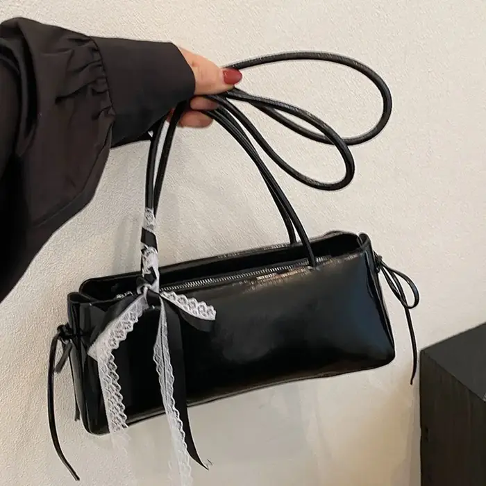Sac à bandoulière multicolore tendance en cuir PU avec nœud papillon