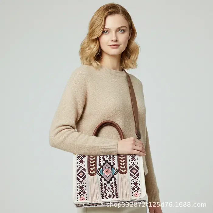 Sac fourre-tout bohème en toile pour femme