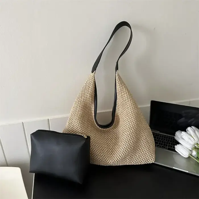 Sac de plage de voyage en rotin tissé à la main