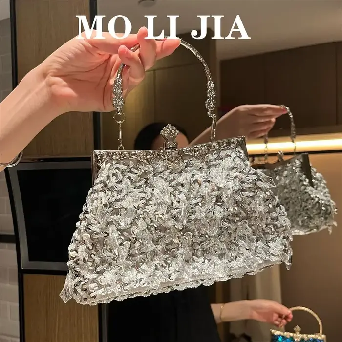Vintage perles argent sac à main sac