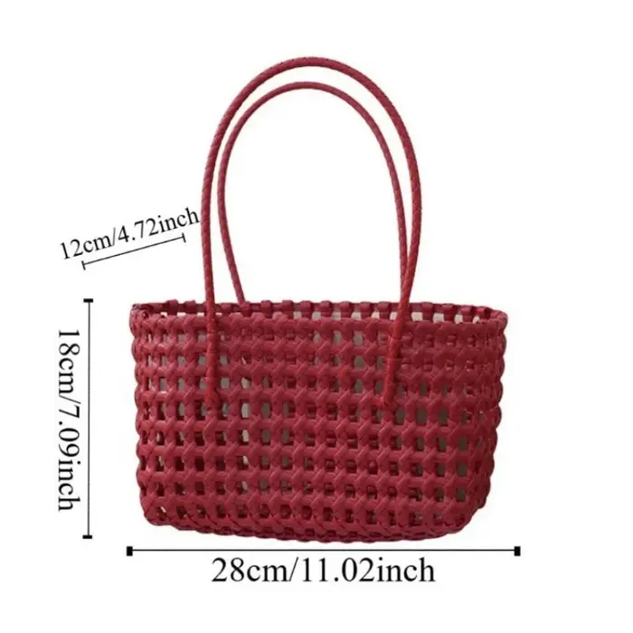 Sac fourre-tout de plage en plastique tressé style campagnard grande capacité