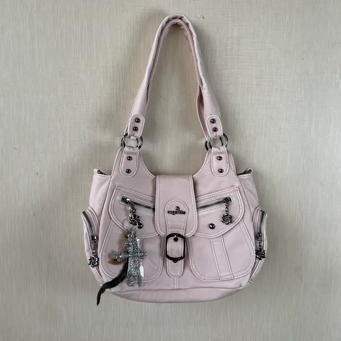 Sac bandoulière multi-poches Angle Kiss Vintage Y2K pour femme en cuir PU
