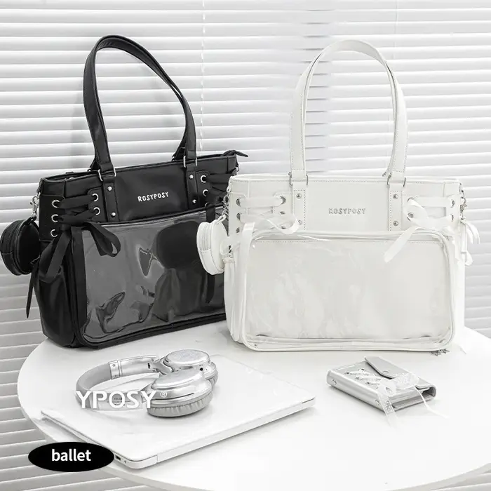 Bandage Bow Ita Sac haute capacité sous les bras Sac Femme douce fille Transparent Bolsos Mujer sacs à bandoulière