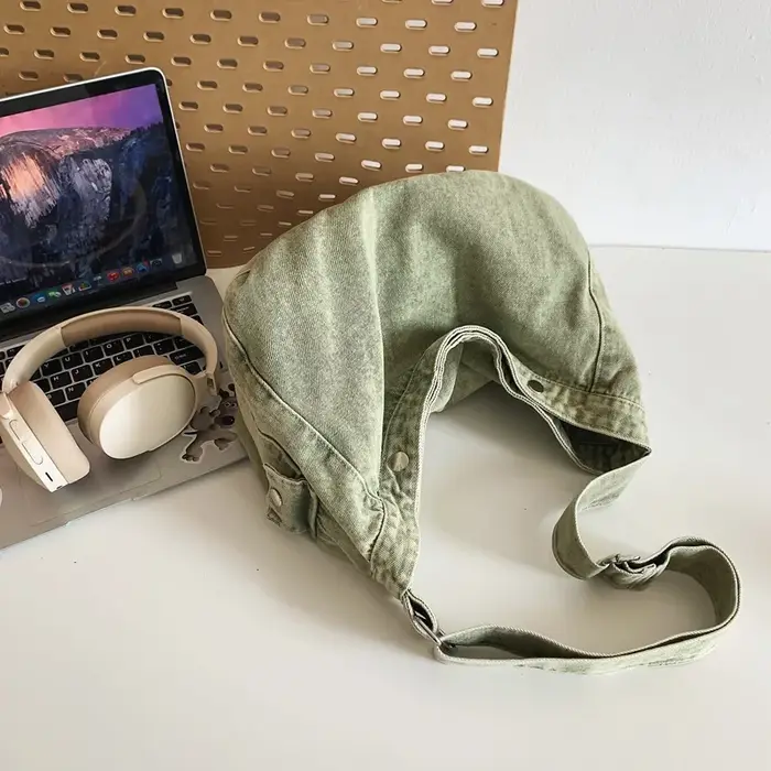 Sac bandoulière en jean délavé vintage