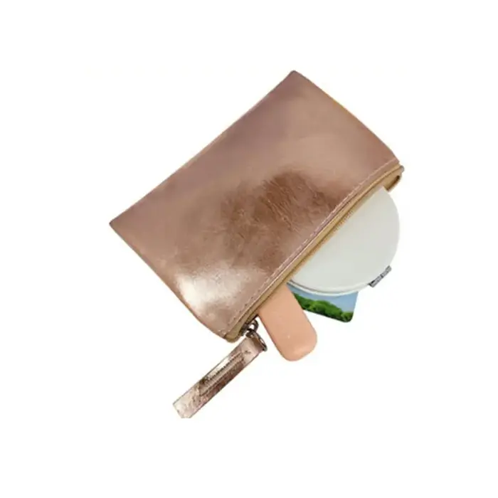 Sac à cosmétiques Portable porte-monnaie en PU brillant Style coréen couleur unie fermeture éclair