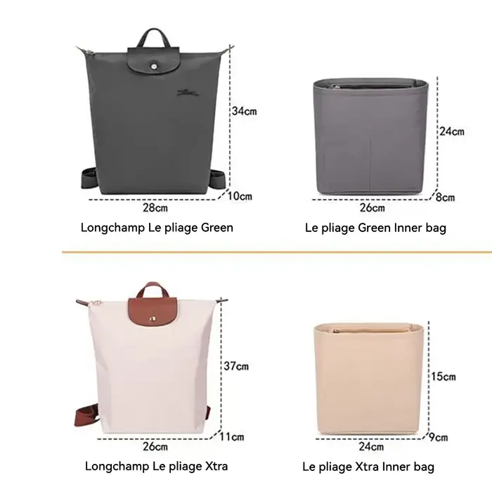 Organisateur en feutre pour sac à dos Longchamp Le Pliage Vert/Xtra