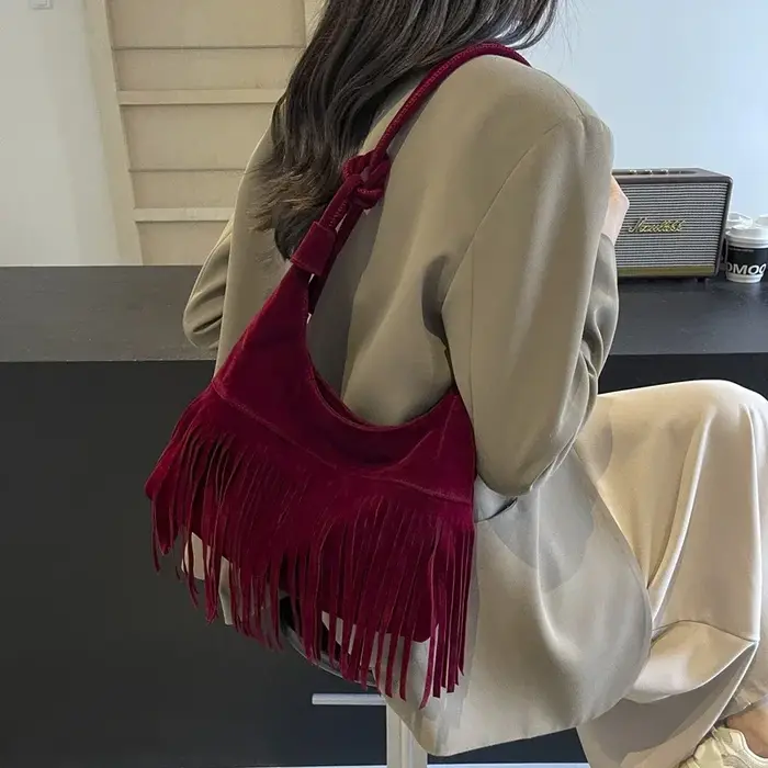 Sacs fourre-tout à compartiment intérieur frangé pour femmes
