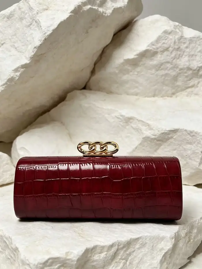 Pochette de soirée baguette de luxe à imprimé crocodile/léopard