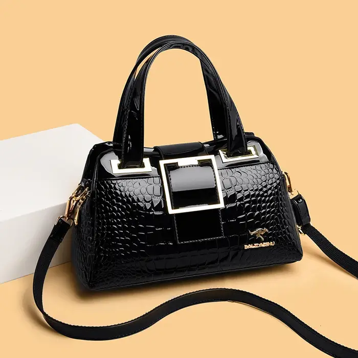 Sac à bandoulière en cuir motif crocodile pour femme