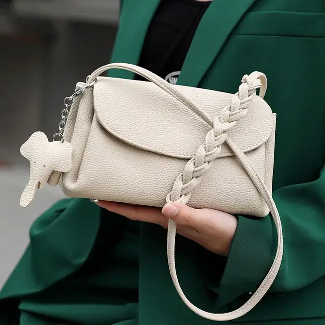 Sac à main Beige en cuir véritable pour femmes