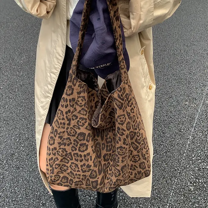 Sacs à bandoulière Vintage léopard en daim pour femmes