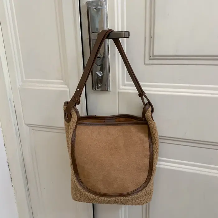 2025 hiver agneau laine sac à main femmes sac grande capacité 2 ensemble fourre-tout Vintage décontr