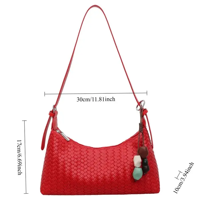 Sac à bandoulière hobo en PU souple à motif tissé