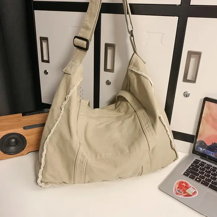 Sacs à main en toile marron solide de grande capacité pour femmes