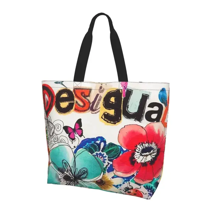 Desigual – sac fourre-tout de Shopping personnalisé en toile, sacs à bandoulière de grande capacité,