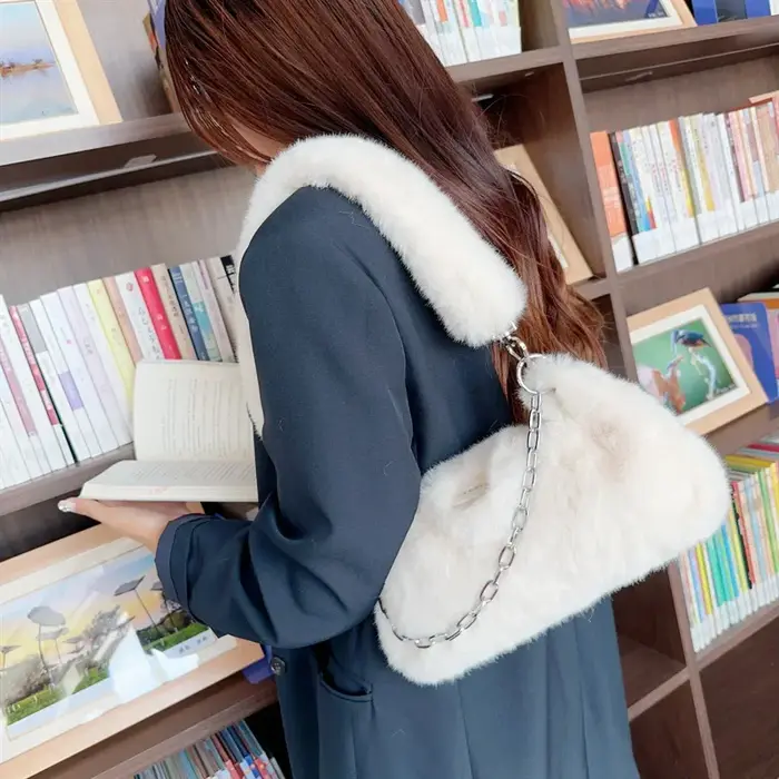 Sac à Main en Fausse Fourrure pour Femme