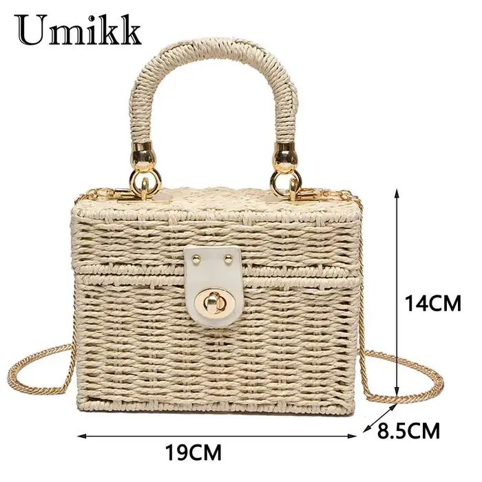 Sac à bandoulière en rotin et paille pour femmes