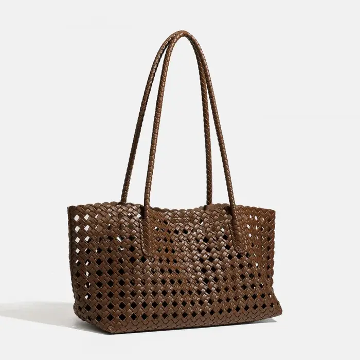 Sac fourre-tout tissé vert citron avec pochette
