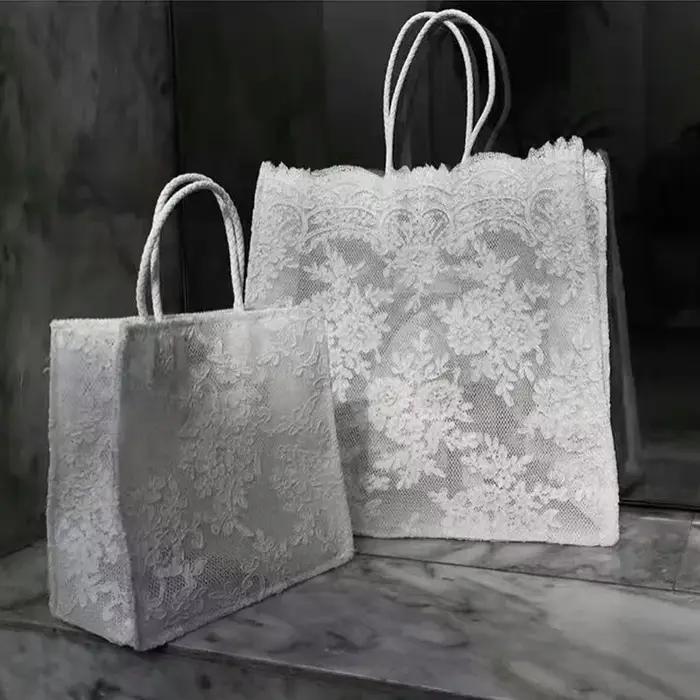 Sac à main en dentelle blanche ivoire pour femmes