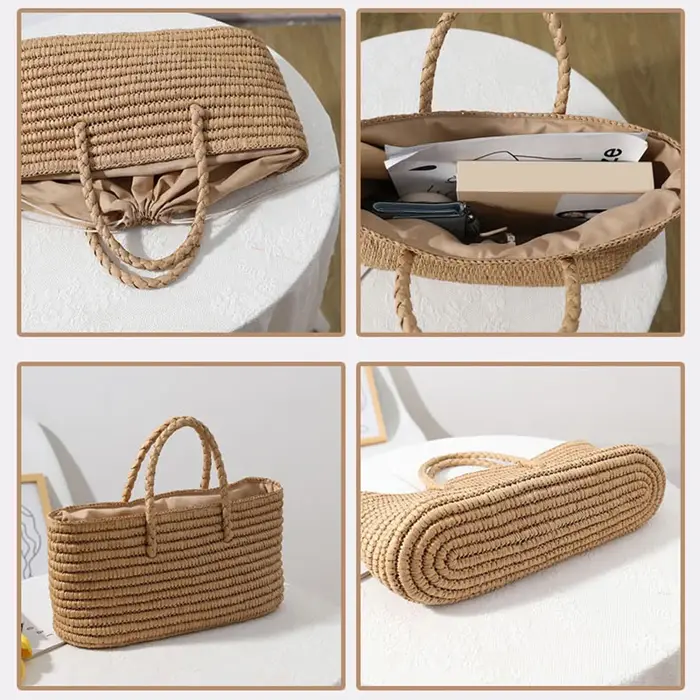 Sac de plage horizontal élégant avec cordon de serrage