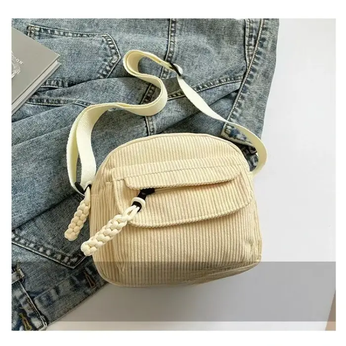Sac à bandoulière en velours côtelé pour femmes