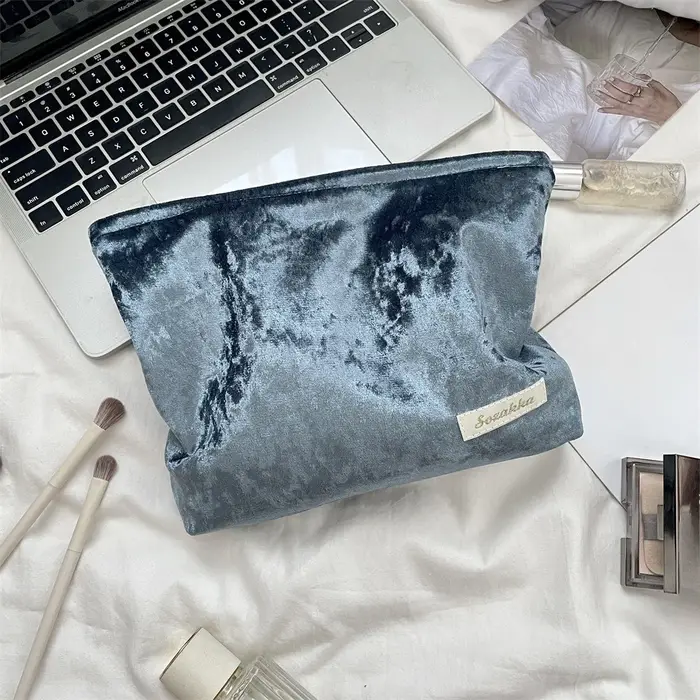 Sac à cosmétiques en velours de grande capacité pour femmes