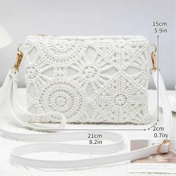 2025 Style bohème polyvalent évider bandoulière tissé sac décontracté plage florale femmes sac