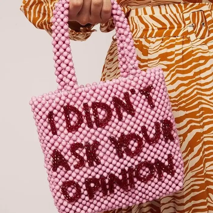 Sac à Main de Styliste en Perles pour Femme, Fourre-Tout de Marque, Mignon, Lettre Perlée, Fait à la
