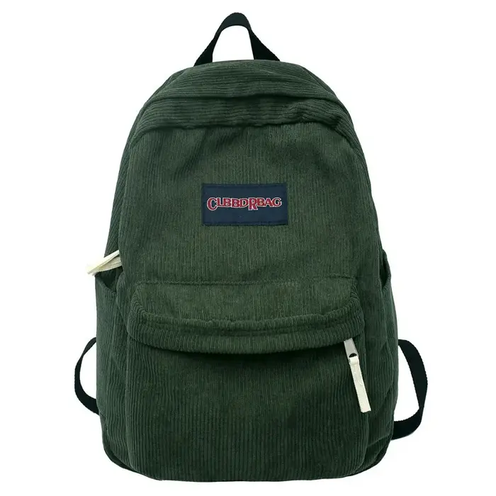 Vintage garçon fille velours côtelé vert sac d'école hommes femmes ordinateur portable collège sac à dos Cool dame étudiant mode femme voyage BookBag nouveau