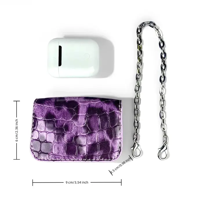 Mini sac messager en cuir PU – Porte-monnaie/étui pour écouteurs tendance en PU gaufré effet croco
