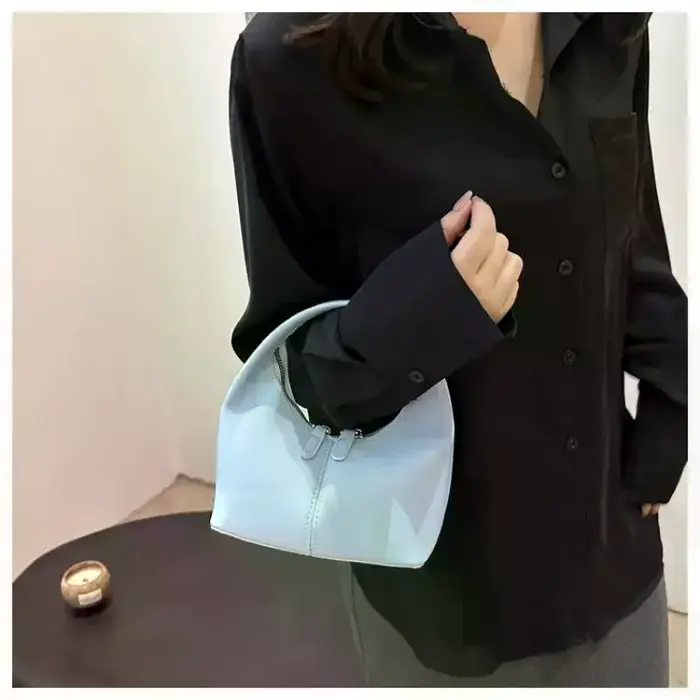 Mini sac hobo en cuir PU avec poignée supérieure et fermeture éclair
