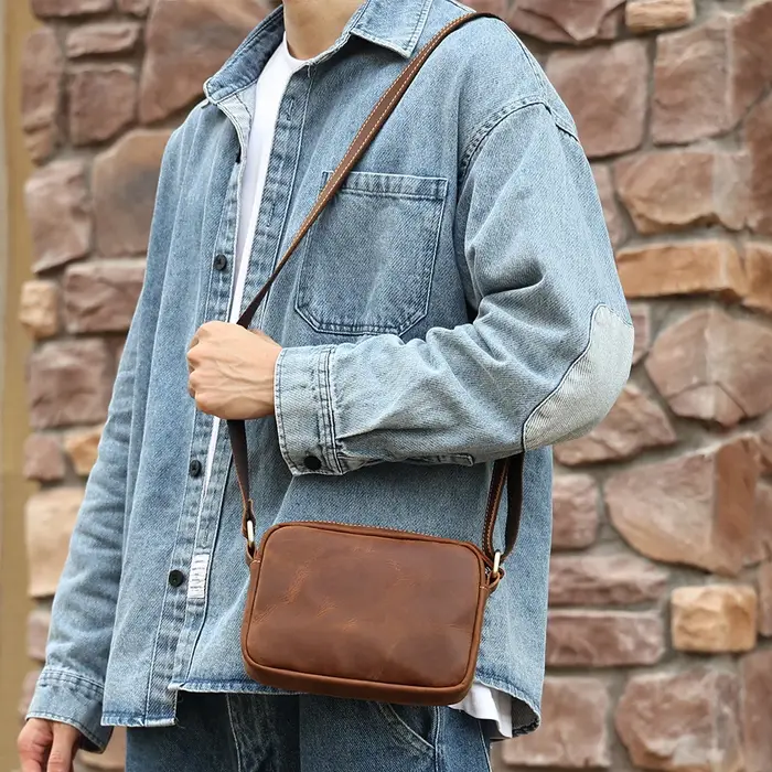 JOYIR en cuir véritable Mini sac de messager voyage sac à bandoulière pour femmes hommes téléphone portable sac à main
