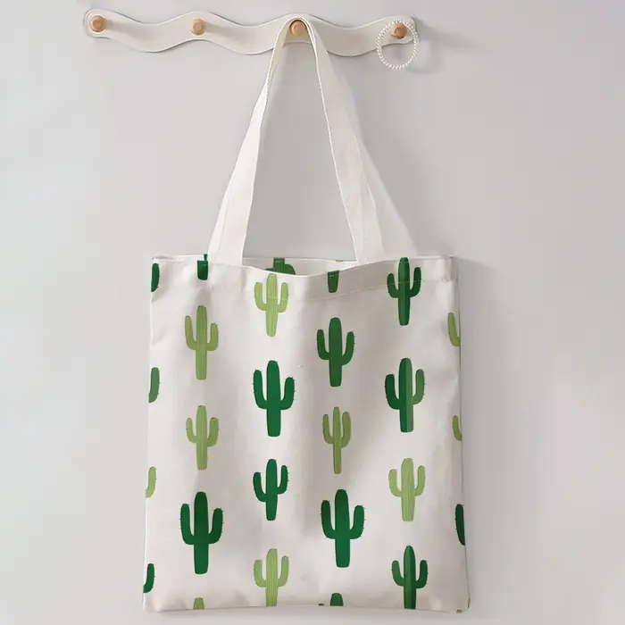Sac fourre-tout vert à imprimé cactus Saguaro
