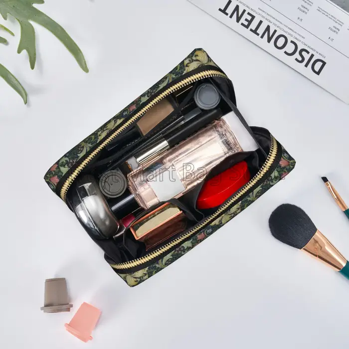 Trousse de maquillage en cuir imprimé William Instability pour femme