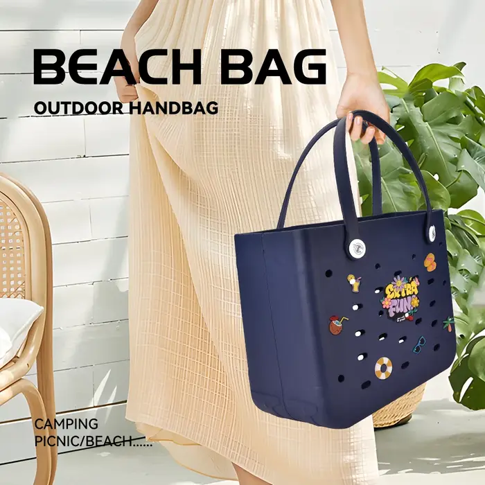 M/L/XL sac de plage mode EVA imperméable en caoutchouc pique-nique panier de rangement voyage Shopping sac à main femmes épaule couleur unie sac fourre-tout