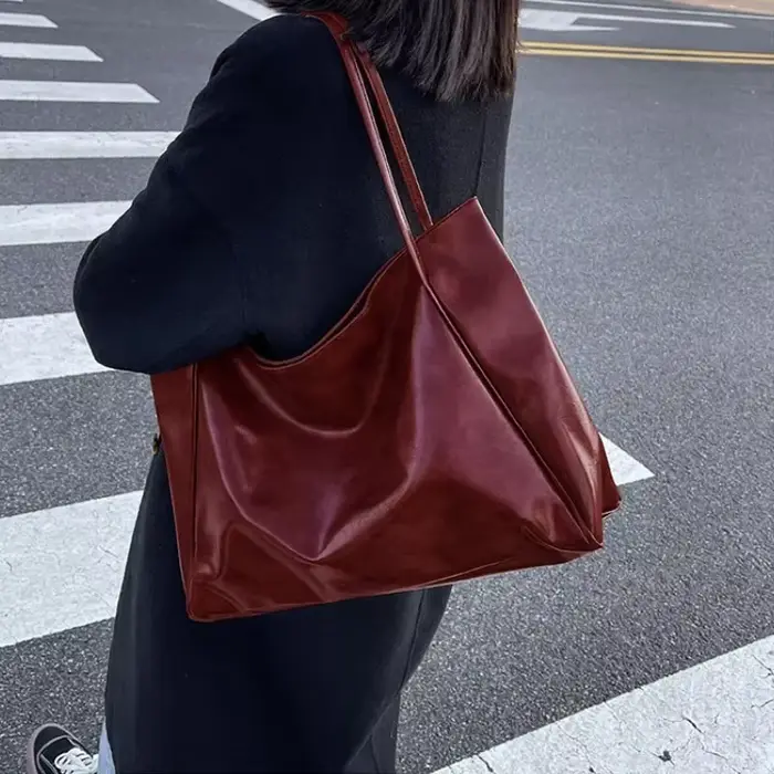 Sac fourre-tout en cuir Pu souple pour femmes