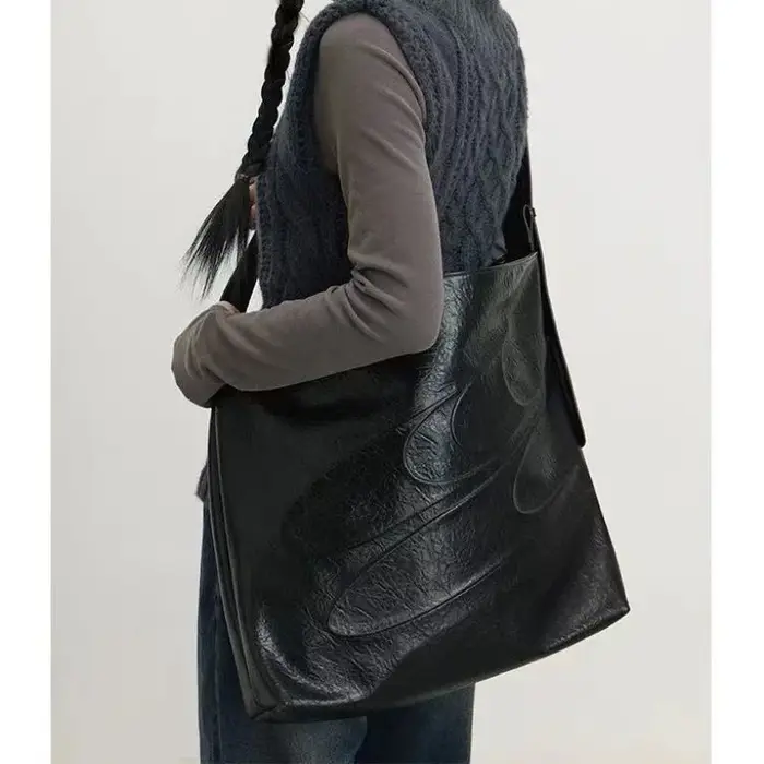 Sac fourre-tout d'avertissement à l'huile minimaliste noir