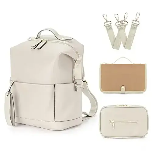 Nouveau Sac à Dos de Maternité Tendance en Cuir PU avec Matelas à Langer, Organisateur pour Bébé, Sa