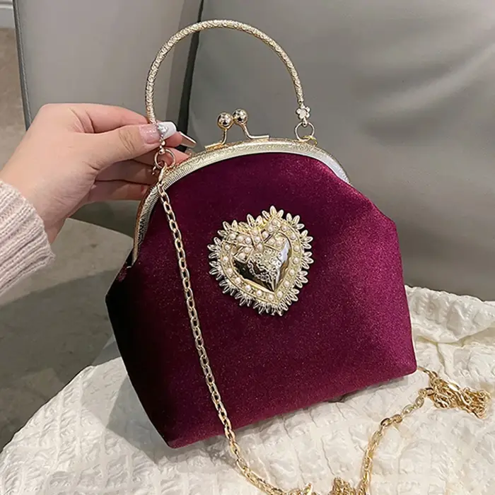 Sac à bandoulière en velours de luxe pour femmes