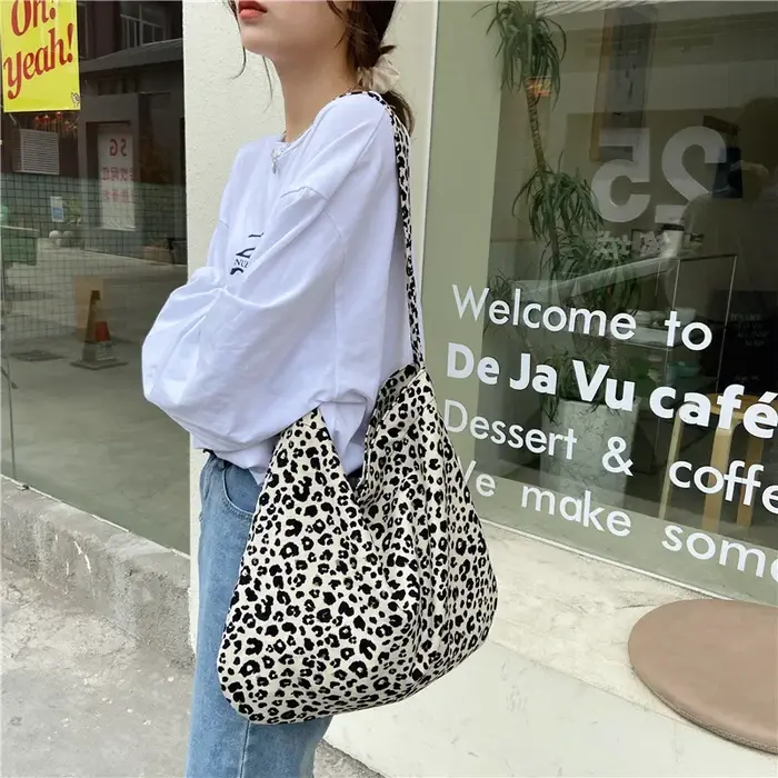 Petit sac messager motif léopard pour femme, grande capacité, sacs à provisions initiés pour dames,