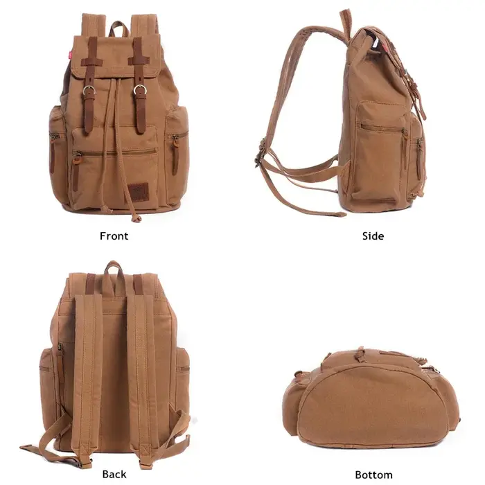 Sac d'école en toile vintage SR pour hommes