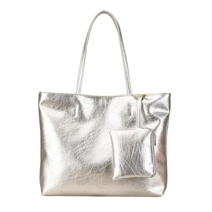 Sac fourre-tout pour femme en toile à motif argenté
