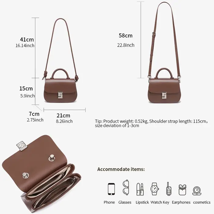 Sac à bandoulière en cuir de vache véritable pour femmes, léger, de luxe, rétro, petits sacs à main